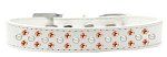 Sprinkles Dog Collar Pearl and Orange Crystals (Color/Size: Size 20 White)