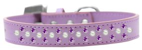 Sprinkles Dog Collar Pearl and Purple Crystals