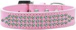 Three Row AB Crystal Dog Collar (Color/Size: Light Pink Size 20)