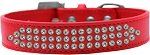 Three Row AB Crystal Dog Collar (Color/Size: Red Size 20)
