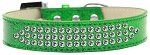 Three Row Clear Crystal Ice Cream Dog Collar (Color/Size: Emerald Green Size 20)