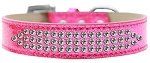 Three Row Clear Crystal Ice Cream Dog Collar (Color/Size: Pink Size 20)