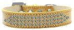 Three Row AB Crystal Ice Cream Dog Collar (Color/Size: Gold Size 20)