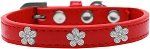 Silver Flower Widget Dog Collar (Color/Size: Red Size 20)