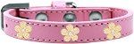 Gold Flower Widget Dog Collar (Color/Size: Light Pink Size 20)