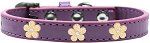 Gold Flower Widget Dog Collar (Color/Size: Lavender Size 20)