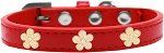 Gold Flower Widget Dog Collar (Color/Size: Red Size 20)