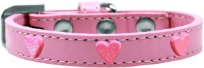 Pink Glitter Heart Widget Dog Collar