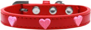 Pink Glitter Heart Widget Dog Collar