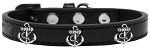 Silver Anchor Widget Dog Collar (Color/Size: Black Size 20)