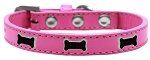 Black Bone Widget Dog Collar (Color/Size: Bright Pink Size 20)