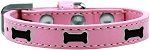 Black Bone Widget Dog Collar (Color/Size: Light Pink Size 20)