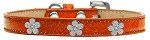 Silver Flower Widget Dog Collar (Color/Size: Orange Ice Cream Size 20)