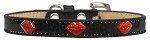 Red Glitter Lips Widget Dog Collar (Color/Size: Black Ice Cream Size 20)