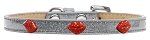 Red Glitter Lips Widget Dog Collar (Color/Size: Silver Ice Cream Size 20)
