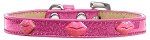 Pink Glitter Lips Widget Dog Collar (Color/Size: Pink Ice Cream Size 20)
