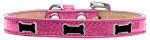 Black Bone Widget Dog Collar (Color/Size: Pink Ice Cream Size 20)