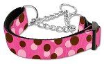 Confetti Dots Nylon Collar Martingale (Color/Size: Bright Pink Large)