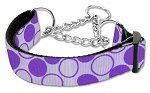 Diagonal Dots Nylon Collar Martingale (Color/Size: Lavender Large)