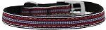 Preppy Stripes Nylon Dog Collar with classic buckles 3/8" (Color/Size: Red/White Size 14)