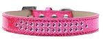 Two Row Bright Pink Crystal (Color/Size: Size 20 Pink Ice Cream Dog Collar)