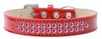 Two Row Bright Pink Crystal (Color/Size: Size 20 Red Ice Cream Dog Collar)