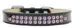 Two Row Light Pink Crystal (Color/Size: Size 20 Black Ice Cream Dog Collar)