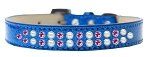 Two Row Pearl and Pink Crystal (Color/Size: Size 20 Blue Ice Cream Dog Collar)