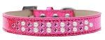 Two Row Pearl and Pink Crystal (Color/Size: Size 20 Pink Ice Cream Dog Collar)