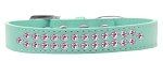 Two Row Light Pink Crystal (Color/Size: Size 20 Aqua Dog Collar)