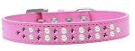 Two Row Pearl and Pink Crystal (Color/Size: Size 20 Bright Pink Dog Collar)