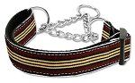 Preppy Stripes Nylon Ribbon Collars Martingale (Color/Size: Brown/Khaki Medium)