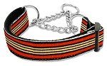 Preppy Stripes Nylon Ribbon Collars Martingale (Color/Size: Orange/Khaki Medium)