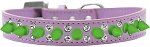 Double Crystal and Neon Green Spikes Dog Collar (Color/Size: Lavender Size 20)