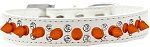Double Crystal and Neon Orange Spikes Dog Collar (Color/Size: White Size 20)
