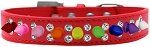 Double Crystal with Rainbow Spikes Dog Collar (Color/Size: Red Size 20)