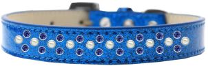 Sprinkles Ice Cream Dog Collar Pearl and Blue Crystals