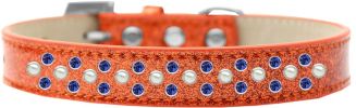Sprinkles Ice Cream Dog Collar Pearl and Blue Crystals