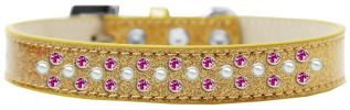 Sprinkles Ice Cream Dog Collar Pearl and Bright Pink Crystals