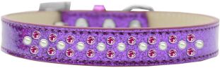 Sprinkles Ice Cream Dog Collar Pearl and Bright Pink Crystals