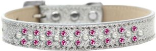 Sprinkles Ice Cream Dog Collar Pearl and Bright Pink Crystals