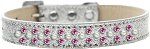 Sprinkles Ice Cream Dog Collar Pearl and Bright Pink Crystals (Color/Size: Size 18 Silver)
