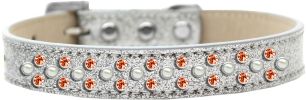Sprinkles Ice Cream Dog Collar Pearl and Orange Crystals