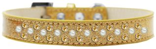 Sprinkles Ice Cream Dog Collar Pearl and Yellow Crystals