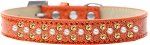 Sprinkles Ice Cream Dog Collar Pearl and Yellow Crystals (Color/Size: Size 18 Orange)