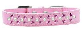 Sprinkles Dog Collar Pearl and Bright Pink Crystals