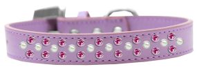 Sprinkles Dog Collar Pearl and Bright Pink Crystals