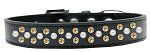 Sprinkles Dog Collar Pearl and Yellow Crystals (Color/Size: Size 18 Black)