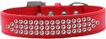 Three Row Clear Crystal Dog Collar (Color/Size: Red Size 18)