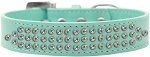 Three Row AB Crystal Dog Collar (Color/Size: Aqua Size 18)